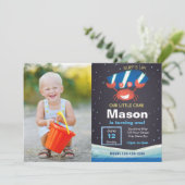 写真付きビーチカニ誕生日招待状 招待状 (スタンド正面)