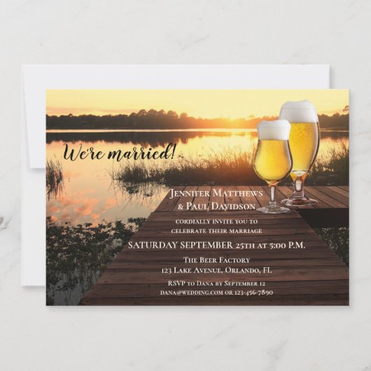 写真付きビールテーマの結婚式二次会 招待状 (正面)