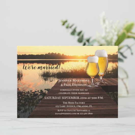 写真付きビールテーマの結婚式二次会 招待状 (スタンド正面)