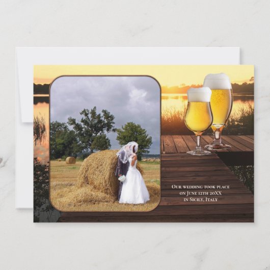 写真付きビールテーマの結婚式二次会 招待状 (裏面)