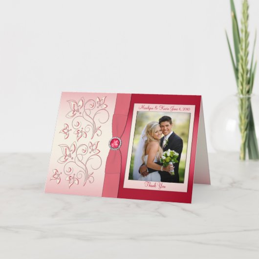 写真付きピンクのスイカの感謝カード サンキューカード (正面)