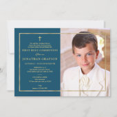 写真付きファーストホーリーコミュニオン ゴールド 招待状 (正面)