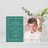 写真付きファーストホーリーコミュニオン ローズゴールド 招待状 (スタンド正面)