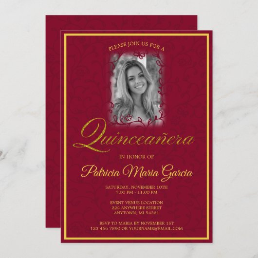 写真付きフローラつる植物 招待状 (正面/裏面)