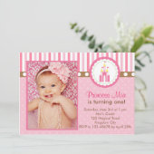 写真付きプリンセス誕生日招待状(お城) 招待状 (スタンド正面)