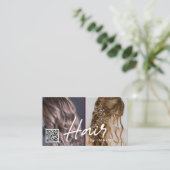 写真付きヘア用QRコード名スタイリッシュ刺 名刺 (スタンド正面)