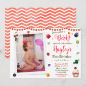 写真付きベリーバースデー招待状 スイートパーティ招待 招待状 (正面/裏面)