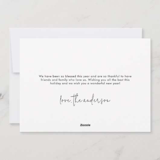 写真付きミニマル数々のム新年 シーズンカード (裏面)