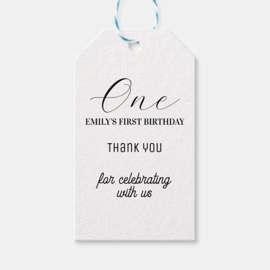 写真付きミニマル誕生日カード ギフトタグ (正面)