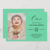 写真付きミニマル誕生日カード 案内状 (正面/裏面)