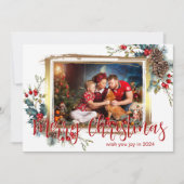 写真付きメリークリスマスグリーティングカード 案内状 (正面)