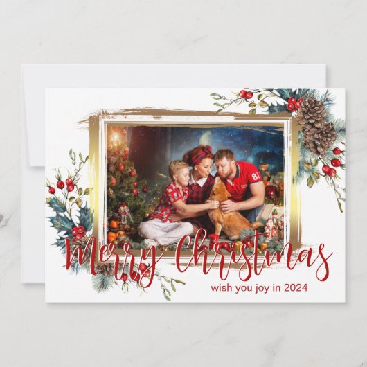 写真付きメリークリスマスグリーティングカード 案内状 (正面)