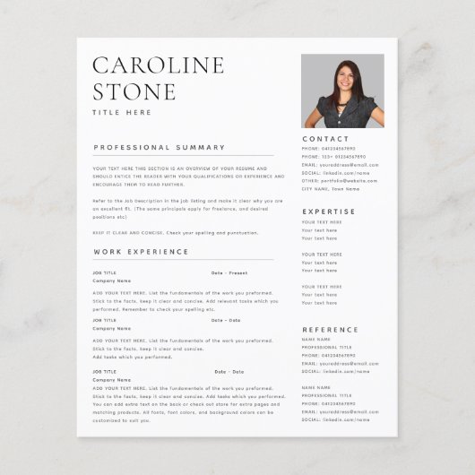 写真付きモダンな履歴書テンプレート(白) (正面)