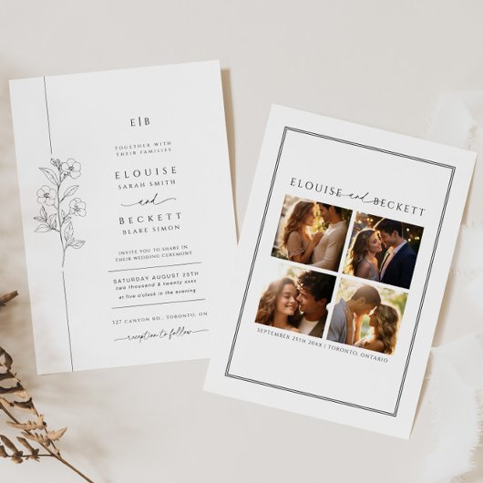 写真付きモダン タイポグラフィー ウェディング招待状 招待状