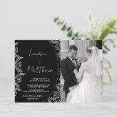 写真付きモノクロアートの結婚式招待状 招待状 (スタンド正面)