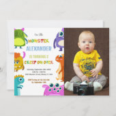 写真付きモンスターの誕生日招待状 招待状 (正面)