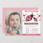 写真付きラバーバグバレンタインバースデー招待状 招待状 (正面/裏面)