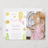 写真付きリトルマーメイドの誕生日招待状 招待状 (正面)