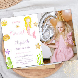 写真付きリトルマーメイドの誕生日招待状 招待状