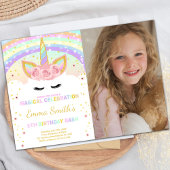 写真付きレインボーユニコーンのポストカード 招待状