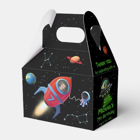 写真付きロケット | 誕生日エイリアンUFO宇宙飛行士 フェイバーボックス (裏面サイド)