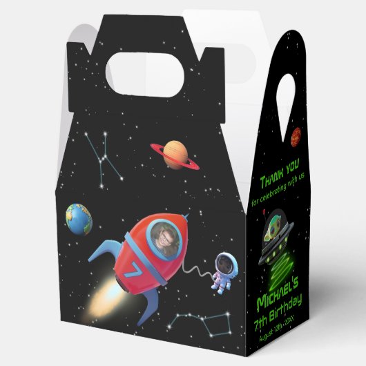 写真付きロケット | 誕生日エイリアンUFO宇宙飛行士 フェイバーボックス (オープン)