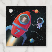 写真付きロケット | 誕生日宇宙飛行士エイリアンUFO フェイバータグ (正面)