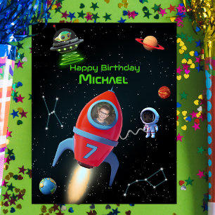 写真付きロケット   UFOエイリアン誕生日 ポスター