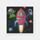 写真付きロケット | UFO宇宙飛行士エイリアン誕生日 スタンダードカクテルナプキン (正面)