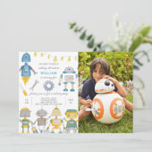 写真付きロボット誕生日招待状 招待状 (スタンド正面)