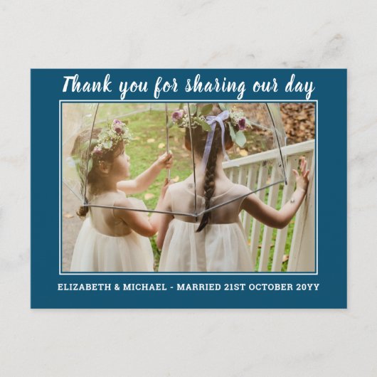 写真付き仮想デジタル ウェディング感謝カード ポストカード (正面)
