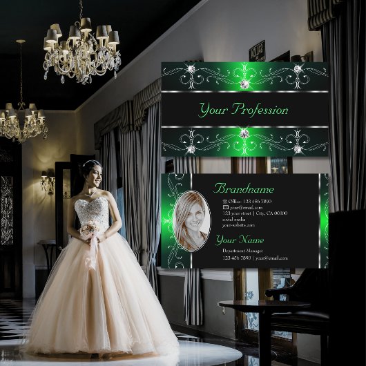 写真付き優れた華美黒縁ど緑 名刺