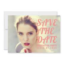 写真付き卒業パーティー招待状　保存日