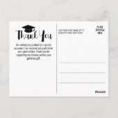 写真付き卒業式感謝カード - ブラックスクリプト ポストカード (裏面)