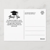 写真付き卒業式感謝カード - 白いスクリプト ポストカード (裏面)