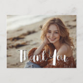 写真付き卒業式感謝カード - 白い台紙 ポストカード (正面)