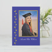 写真付き卒業発表のゴールドアイビーデザイン 案内状 (スタンド正面)