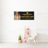 写真付き卒業祝い – ブラック金ゴールド 横断幕 (インサイチュ)