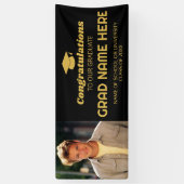 写真付き卒業祝い – ブラック金ゴールド 横断幕 (縦)