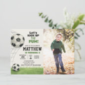 写真付き印刷可能なサッカー誕生日招待状 招待状 (スタンド正面)