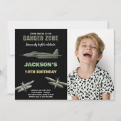 写真付き危険戦闘機ジェット誕生日招待状 招待状 (正面)