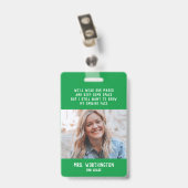 写真付き名札 緑 バッジ (Back with Clip)