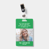 写真付き名札 緑 バッジ (Front with Clip)