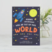 写真付き宇宙誕生日招待状 招待状 (スタンド正面)