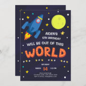 写真付き宇宙誕生日招待状 招待状 (正面/裏面)