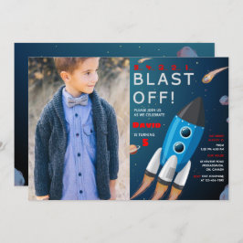 写真付き宇宙誕生日招待状 招待状