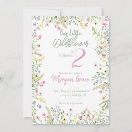 写真付き小さな野花誕生日パーティー 招待状