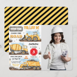 写真付き建設誕生日パーティー招待状 招待状