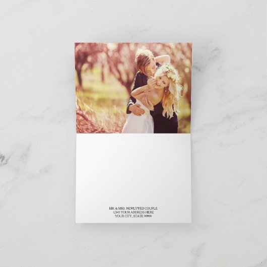 写真付き感謝のウェディングノート 現代の花 サンキューカード (内部)