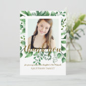 写真付き感謝カード バット・ミツバ祭用 - ブラックゴールド 招待状 (スタンド正面)